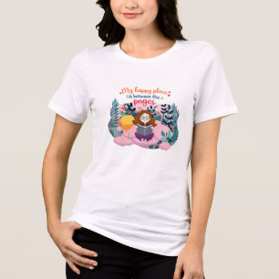 T-SHIRT EN TRI-MATIÈRE MON ENDROIT HEUREUX EST ENTRE LES PAGES