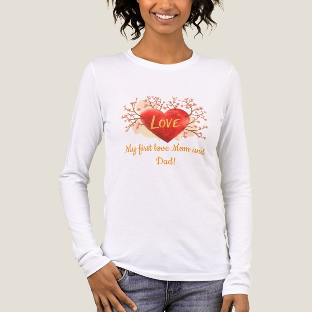 T-shirt En Tri-matière Mon premier amour - Maman et Papa | T-shirt Heart  (Recto)