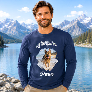 T-shirt En Tri-matière Mon thérapeute a des pattes photo de chien bleu ma