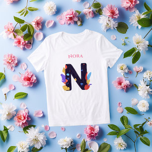 T-shirt En Tri-matière Monogramme Artistique - Lettre N Cadeau Gras Color