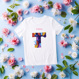 T-shirt En Tri-matière Monogramme Artistique - Lettre T Cadeau Gras et Co