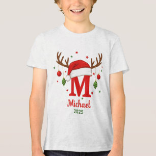 T-shirt En Tri-matière Monogramme de Noël personnalisé Chapeau de Père No