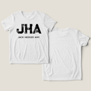 T-SHIRT EN TRI-MATIÈRE MONOGRAMME NOM À TROIS LETTRES NOIR MINIMALISTE BL