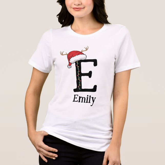 T-shirt En Tri-matière Monogrammed Family Christmas Personalize With Name (Recto)
