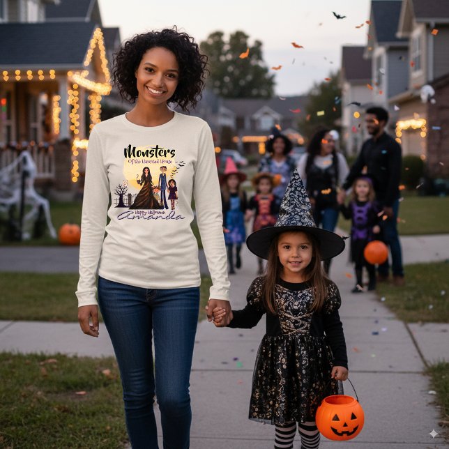 T-shirt En Tri-matière Monstres éffrayants de la Maison Hantée (Spooky Monsters of the Haunted House Tri-Blend Shirt)