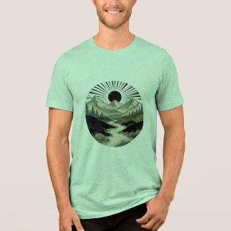 T-shirt En Tri-matière Montagne Éco-Minimaliste Vintage