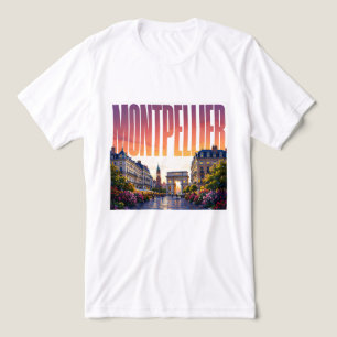 T-shirt En Tri-matière Montpellier France Charme de Ville Méditerranéenne