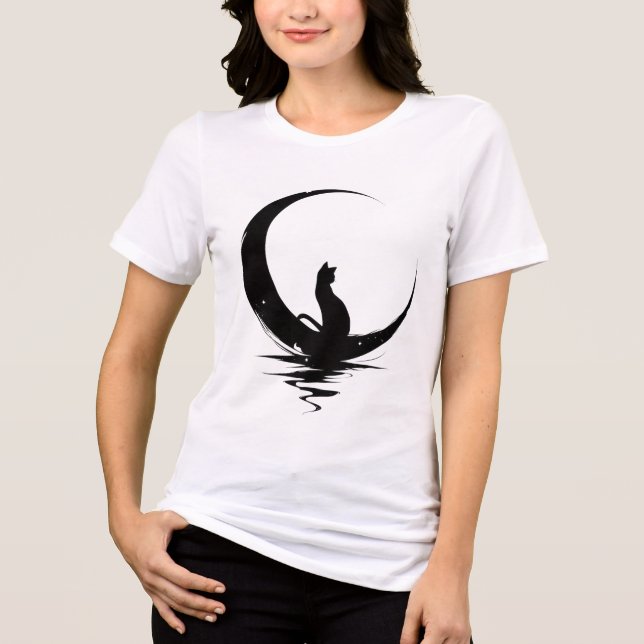 T-shirt En Tri-matière Moon Cat T-Shirt – Witchy Celestial Black Cat Grap (Recto)