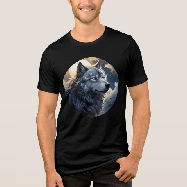 T-shirt En Tri-matière Moonlit Wolf – Tranquil Night Animal Art (Recto)