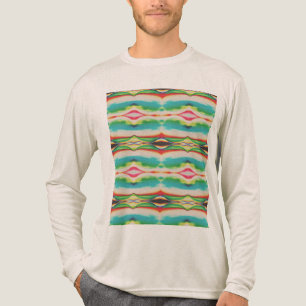 T-shirt En Tri-matière Mosaïques de style Sud-Ouest en aquarelle verte ro