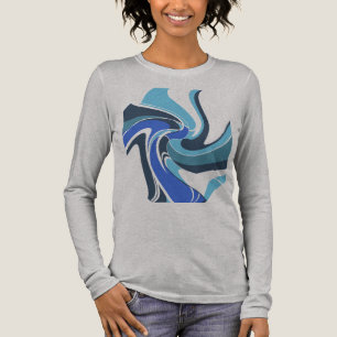 T-shirt En Tri-matière Motif à fleurs Abstrait Blue Royal Turquoise