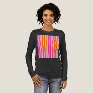 T-shirt En Tri-matière Motif à rayures verticales rose et orange
