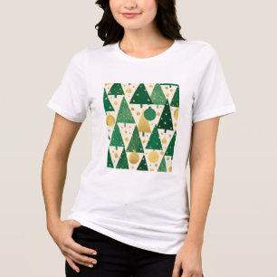 T-shirt En Tri-matière Motif abstrait de sapin de Noël vert et or