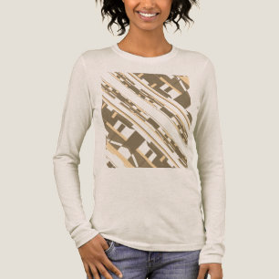 T-shirt En Tri-matière Motif d'art sud-ouest Taupe Brun Clair Incliné