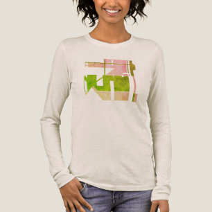 T-shirt En Tri-matière Motif d'Art Tribal Géométrique Rose Vert, Petit