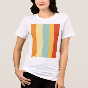 T-shirt En Tri-matière Motif de couleur rétro rayé