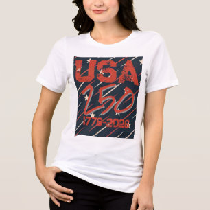 T-shirt En Tri-matière Motif de drapeau américain géométrique Femmes mo