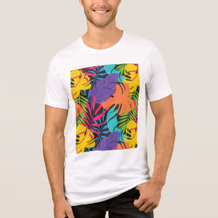 T-shirt En Tri-matière Motif de feuilles tropicales exotiques colorées