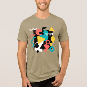 T-shirt En Tri-matière Motif géométrique abstrait Memphis style rétro des