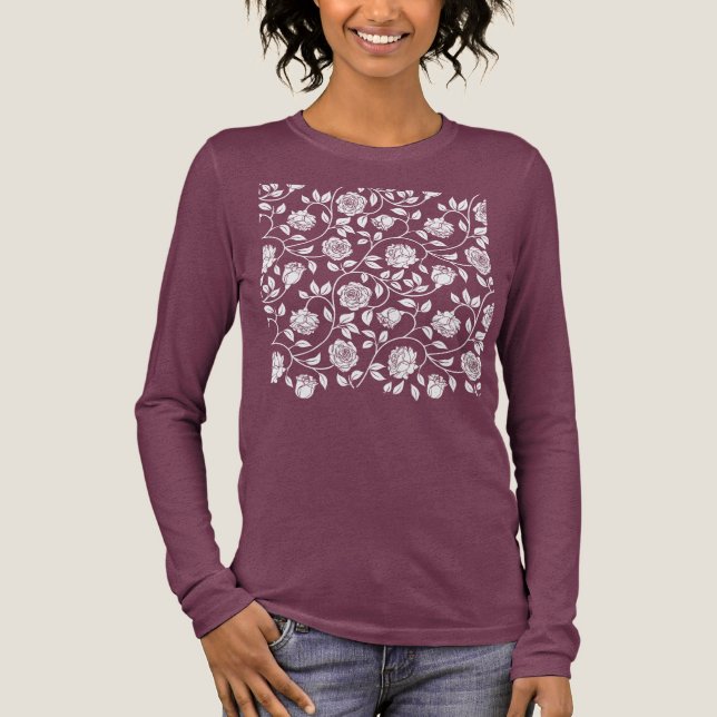 T-shirt En Tri-matière Motif Rose Blanche (Recto)