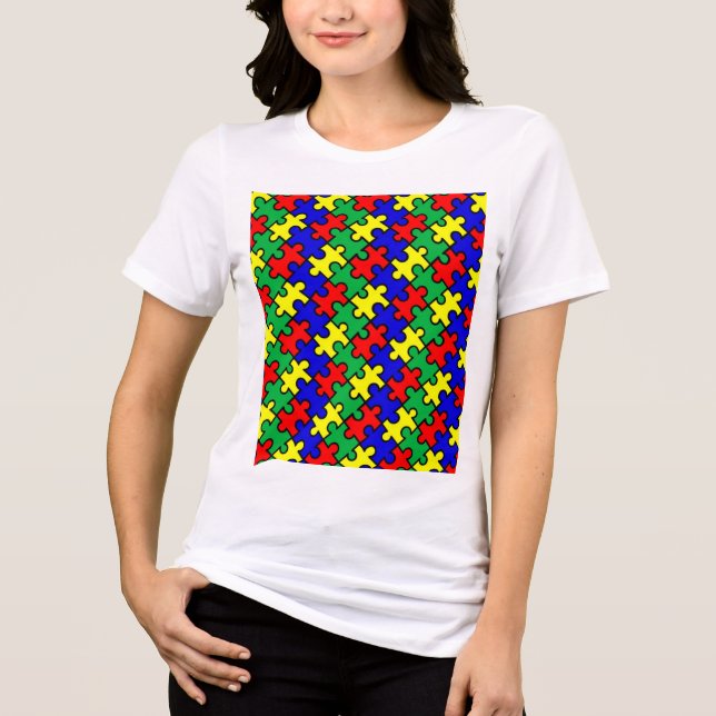 T-shirt En Tri-matière Motif sans couture de puzzle (Recto)