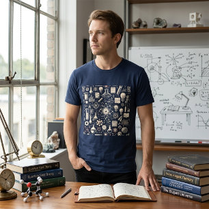 T-shirt En Tri-matière Motif scientifique rétro – Illustrations atomiques