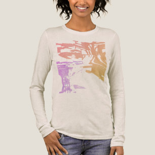 T-shirt En Tri-matière Motif tropical et balnéaire de couleur lilas corai