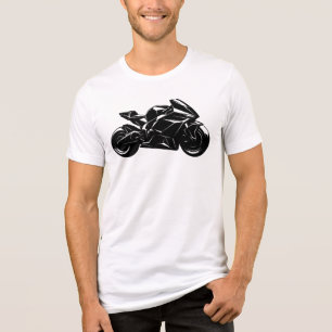 T-shirt En Tri-matière Motocyclette Futuriste Vecteur Noir Blanc