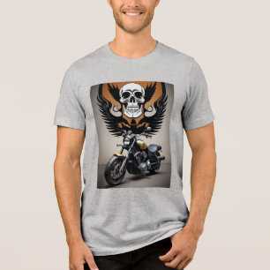 T-shirt En Tri-matière Motocyclette personnalisée avec graphique de crâne