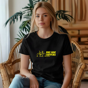 T-shirt En Tri-matière Mountain Bike Girl Ironie jaune noir