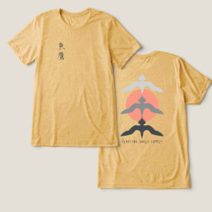 T-shirt En Tri-matière Moutarde minimale de style Ukiyo-e de faucon de pê
