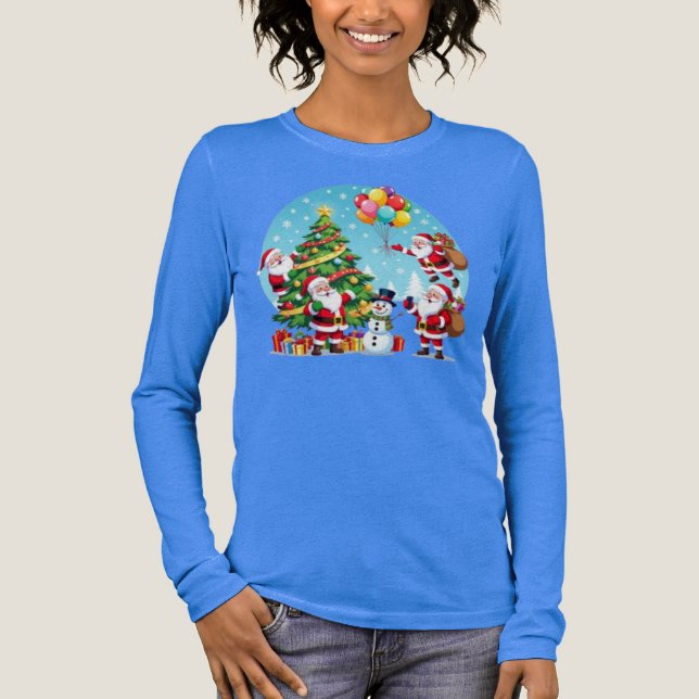 T-shirt En Tri-matière **“Multi-Santa Christmas Fun – 3D Cartoon Transpar (Recto)