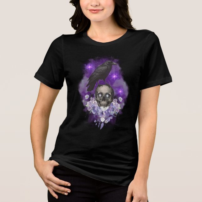 T-shirt En Tri-matière Mystic Raven & Skull – Gothic Celestial Elegance (Recto)