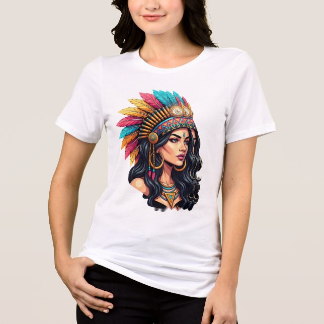 T-shirt En Tri-matière Mystic Tribal Beauty – Vibrant Headdress Illustrat (Recto)