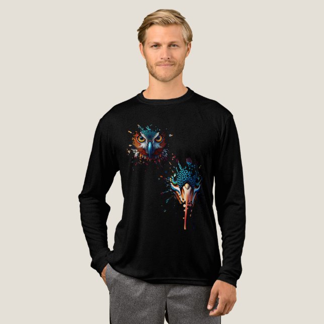 T-shirt En Tri-matière  🦉 Mystical Owl Splatter Art - Dark Fantasy  (Recto complet)
