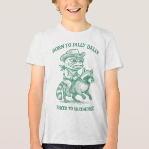 T-shirt En Tri-matière Né À Dilly Dally Contraint À Skedaddle Frog Cowbo