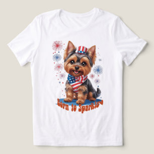T-shirt En Tri-matière Né à Sparkle - Cute Yorkie 4 juillet Patrioti