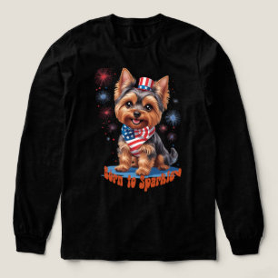 T-shirt En Tri-matière Né à Sparkle - Cute Yorkie 4 juillet Patrioti