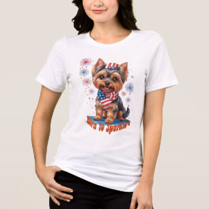T-shirt En Tri-matière Né à Sparkle - Cute Yorkie 4 juillet Patrioti