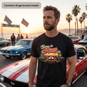 T-shirt En Tri-matière Né pour courir Muscle Cars Classiques Rétro Couche