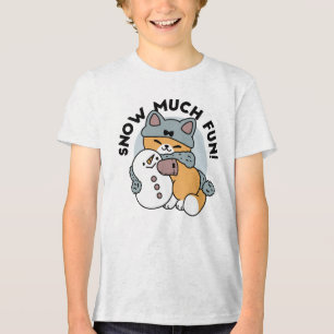 T-shirt En Tri-matière Neige beaucoup amusant Chat hiver vacances Design