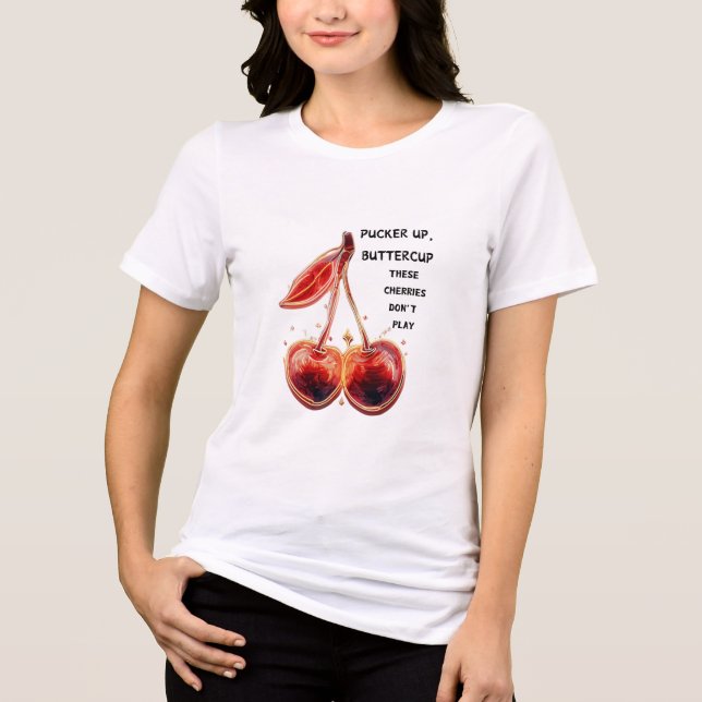 T-shirt En Tri-matière Neon Cherries Pucker Up, Beurre (Recto)