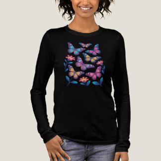 T-shirt En Tri-matière Neon Flowers with Six Glowing Butterflies