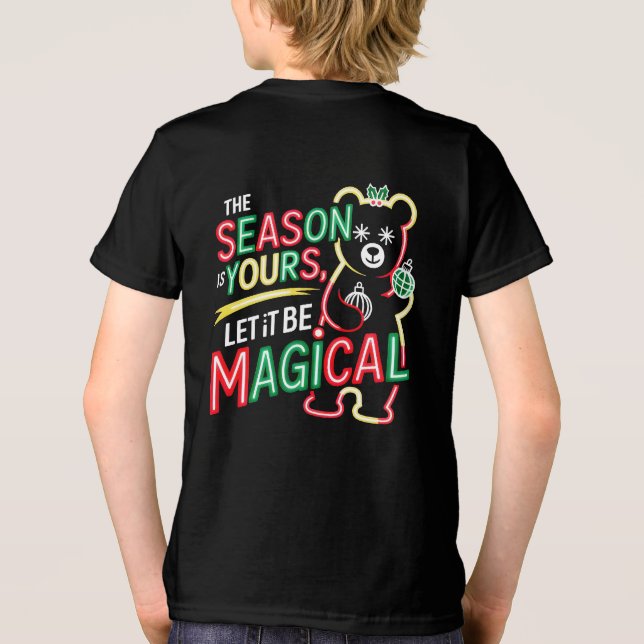 T-shirt En Tri-matière Neon Magical Christmas Bear Boys Fun Kids’ Winter  (Verso)