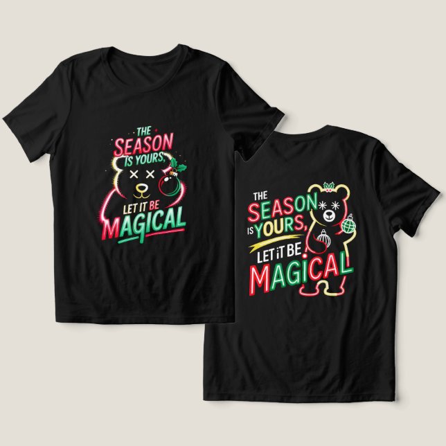 T-shirt En Tri-matière Neon Magical Christmas Bear Women's Cozy Holiday  (Design Recto & Verso)