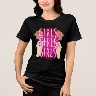 T-shirt En Tri-matière Neon Pink Girls Girls Girls Sign