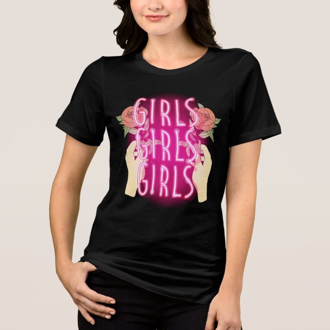 T-shirt En Tri-matière Neon Pink Girls Girls Girls Sign (Recto)