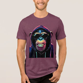 T-shirt En Tri-matière Neon Vibe – Stylish Chimpanzee in Hoodie and Sungl