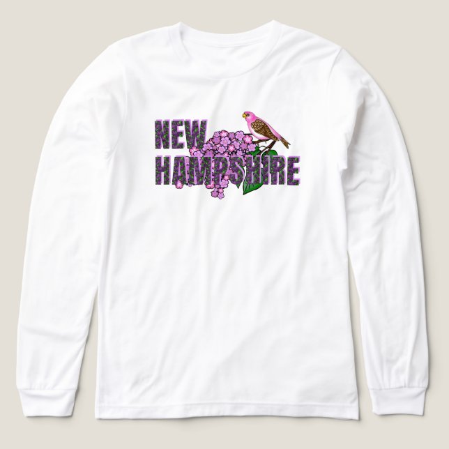 T-shirt En Tri-matière New Hampshire State Symbols Purple Finch & Lilacs (Motif recto)