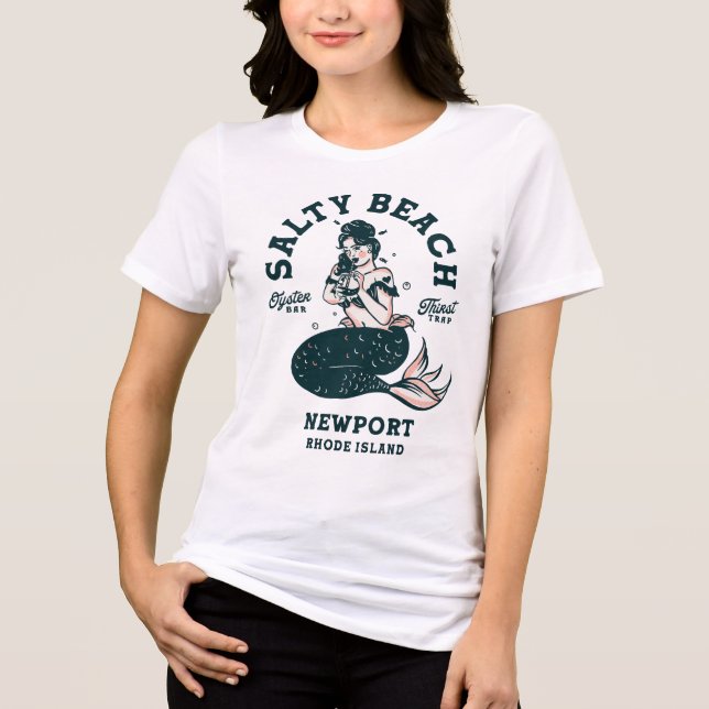T-shirt En Tri-matière Newport Rhode Island Shirt Oyster Bar Mermaid Cade (Recto)